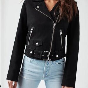 Black Suede Moto Jacket - Wilfred free